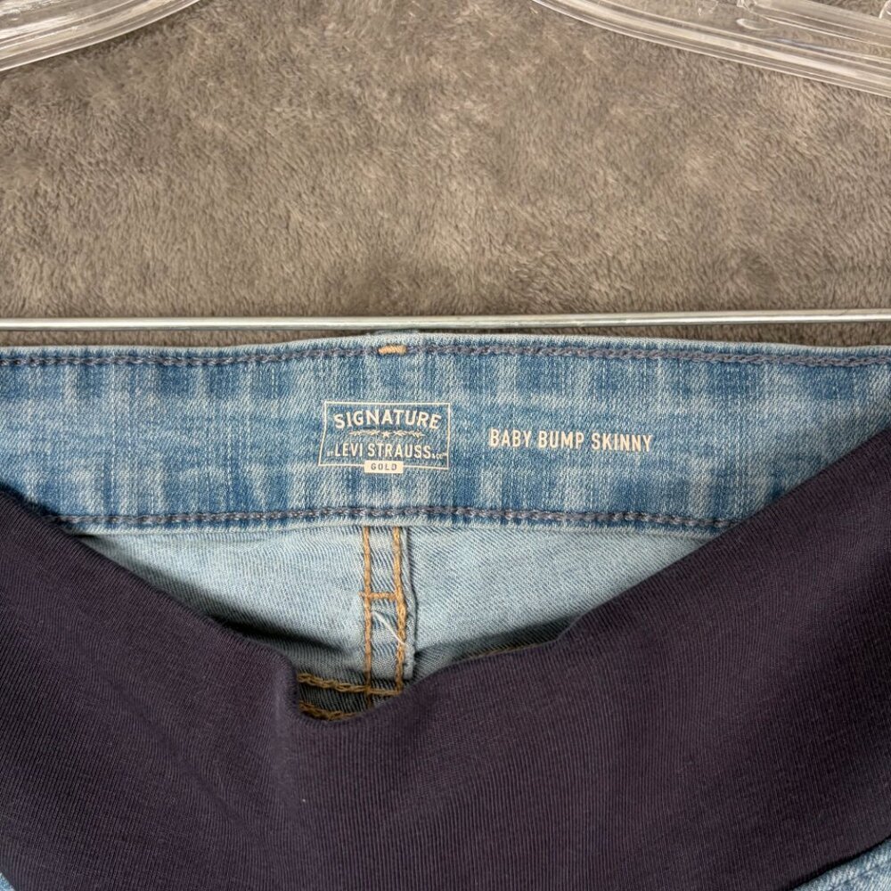 Signature by Levi Strauss Baby Bump Skinny Jeans Women’s XS Light Wash Maternity - Picture 3 of 9